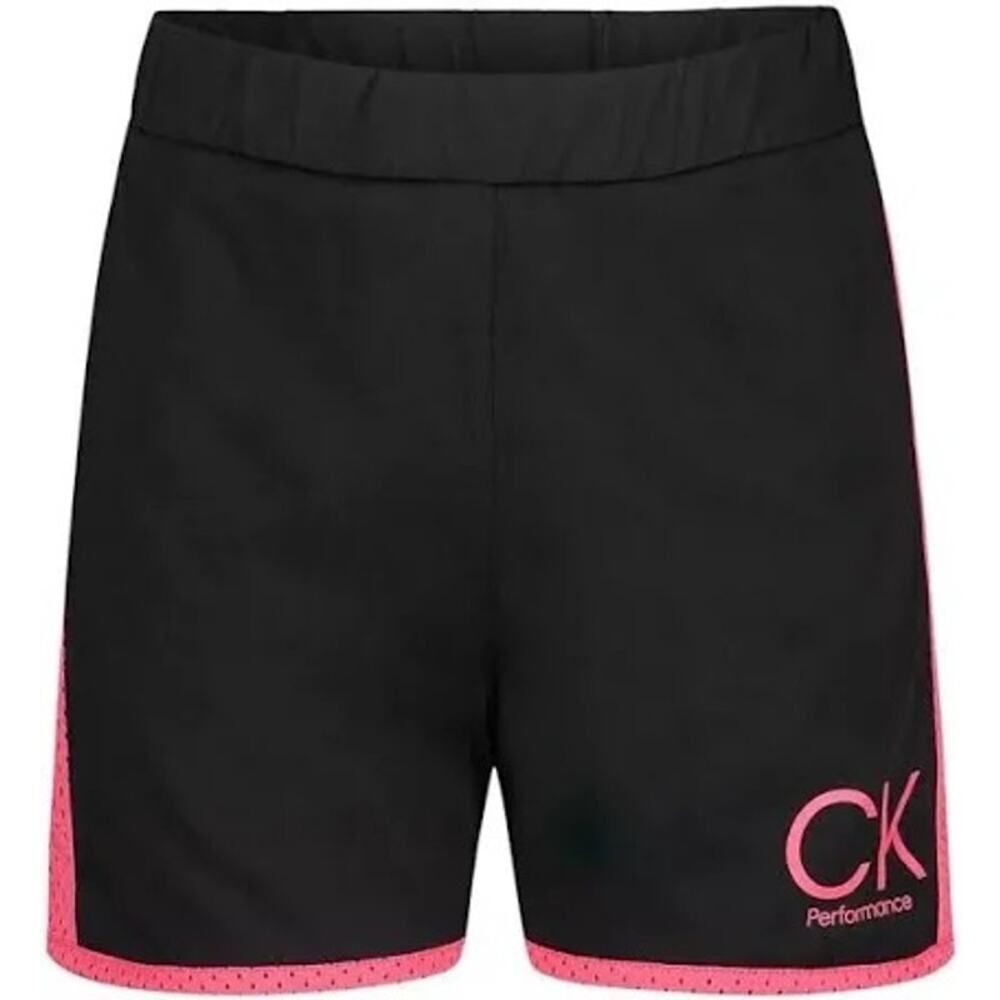 Calvin Klein Girls Black and Pink Shorts With Pink Logo Size L 12/14